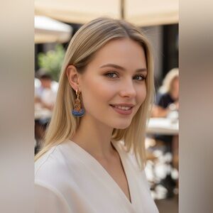 Canvas Zion Enamel Earrings Orange/Blue NWT